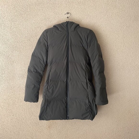 Uniqlo Womens Long Two Way Zip Hooded Ultra Light Down Packable Gray Size XS - Picture 3 of 16